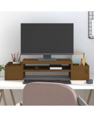 Support de moniteur Marron miel 70x27,5x15cm Bois de pin solide | Mobilier & Déco