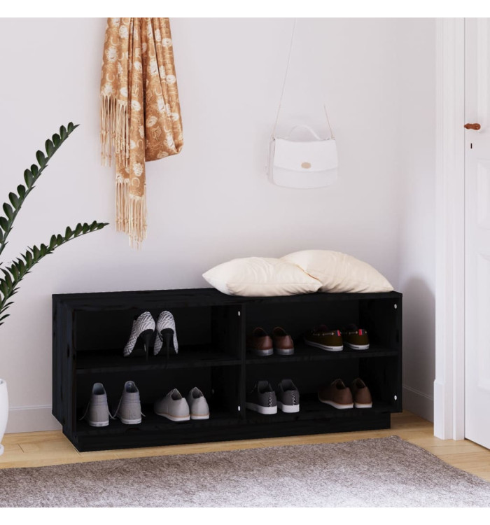 Armoire à chaussures Noir 110x34x45 cm Bois de pin massif | Mobilier & Déco