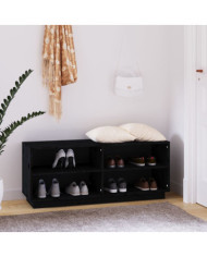 Armoire à chaussures Noir 110x34x45 cm Bois de pin massif | Mobilier & Déco