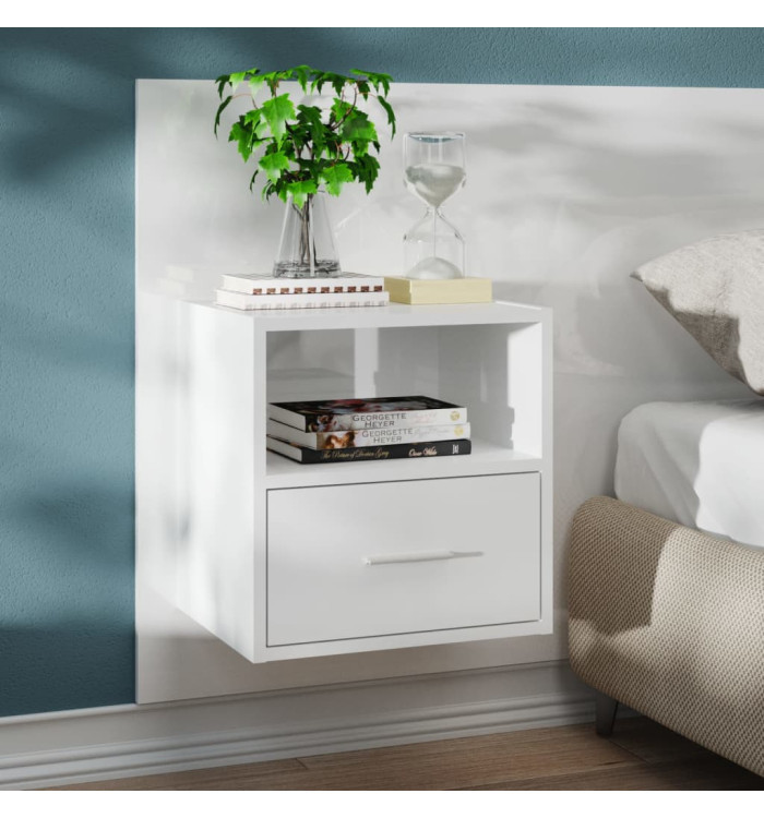 Table de chevet murale Blanc brillant | Mobilier & Déco