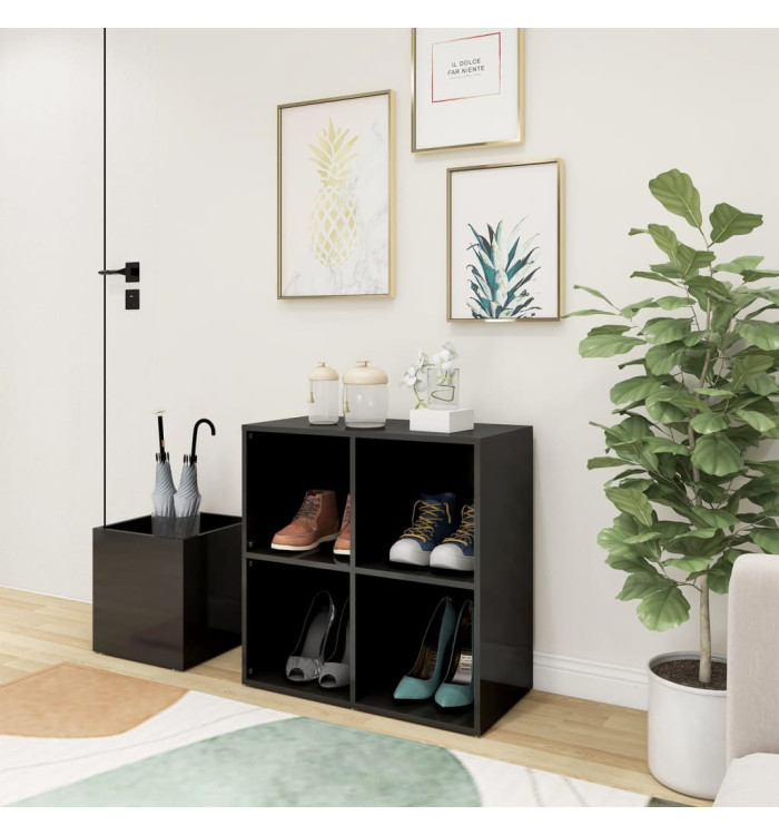 Armoire à chaussures d’entrée gris brillant bois ingénierie | Mobilier & Déco