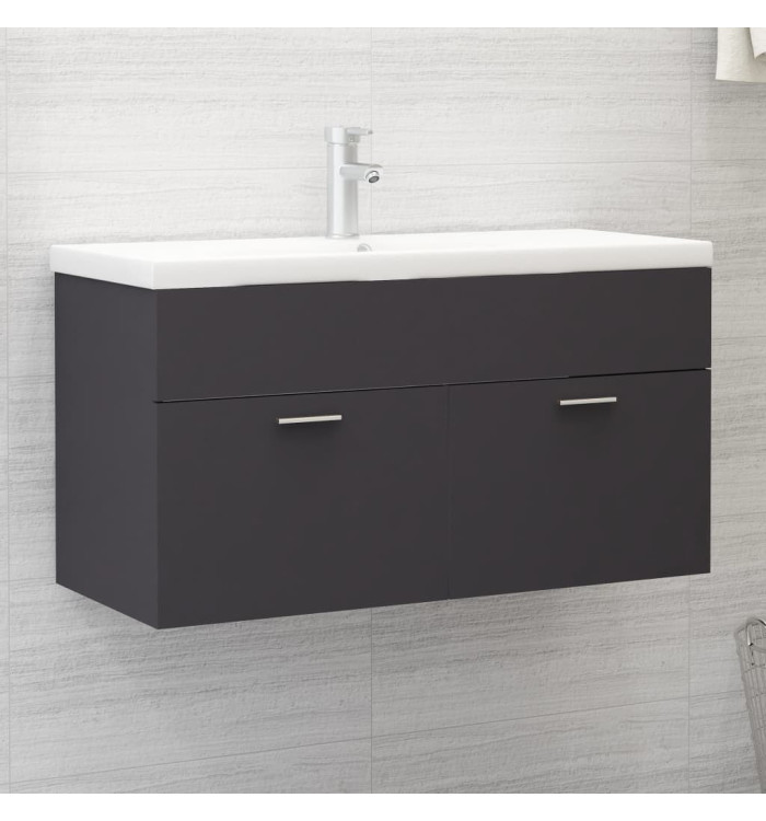 Armoire d'évier Gris 90x38,5x46 cm Bois d’ingénierie | Mobilier & Déco