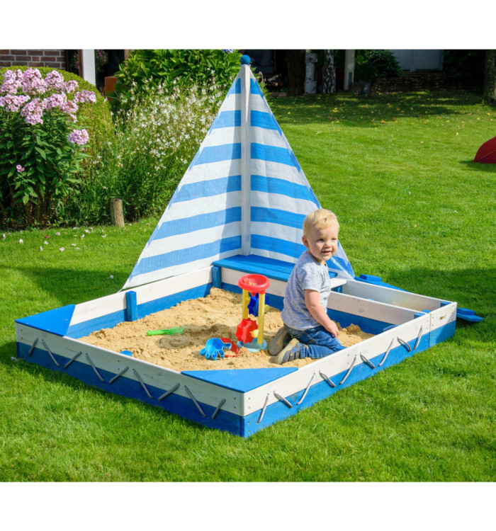 dobar Navire bac à sable Maritime bleu et blanc | Mobilier & Déco