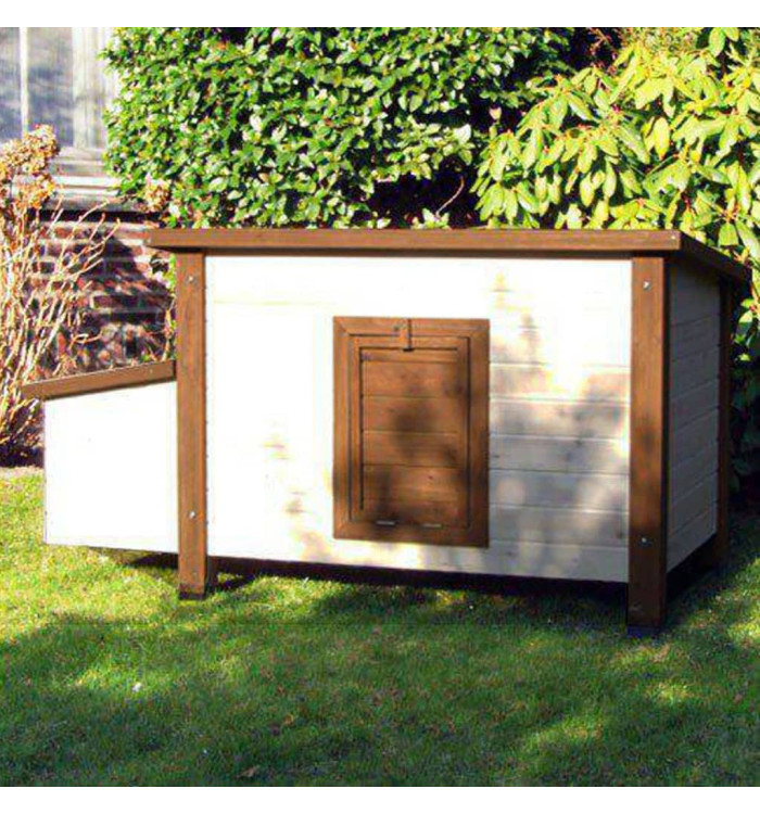 @Pet Poulailler d'extérieur 136x74,5x75 cm Bois Blanc et marron | Mobilier & Déco