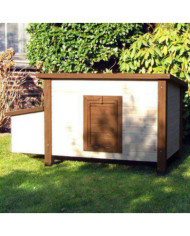 @Pet Poulailler d'extérieur 136x74,5x75 cm Bois Blanc et marron | Mobilier & Déco