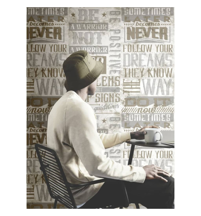 Noordwand Papier peint Friends et Coffee Words and Letters Beige | Mobilier & Déco