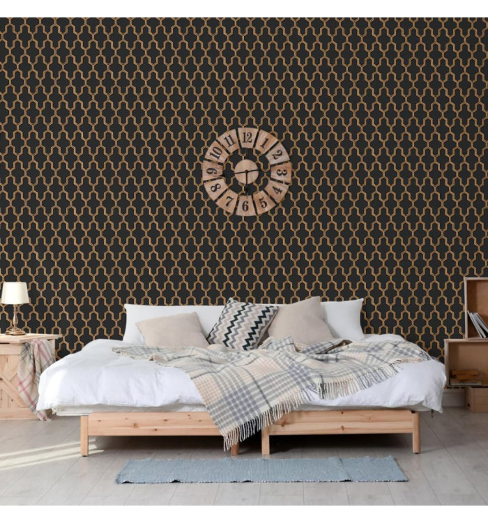 DUTCH WALLCOVERINGS Papier peint Geometric Noir et doré | Mobilier & Déco
