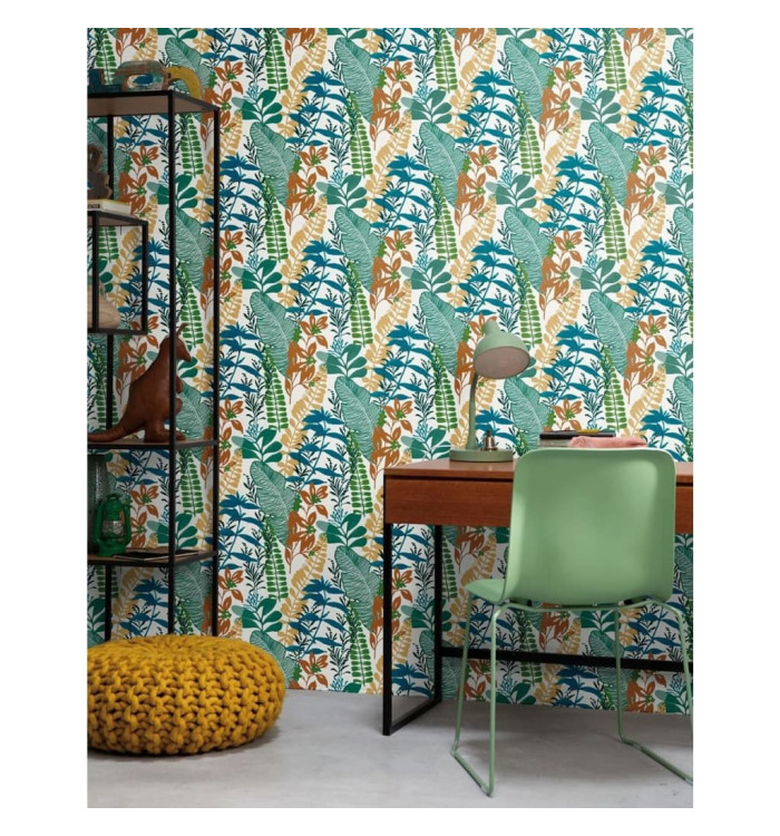 Noordwand Papier peint Good Vibes Big Leaves Bleu et vert | Mobilier & Déco