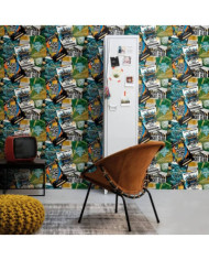 Noordwand Papier peint Good Vibes Club Posters Vert et orange | Mobilier & Déco