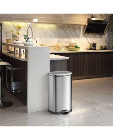 EKO Poubelle à pédale Della 50 L Argenté mat | Mobilier & Déco