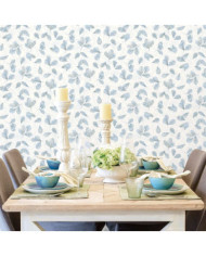Noordwand Papier peint Evergreen Leaves blanc et bleu | Mobilier & Déco