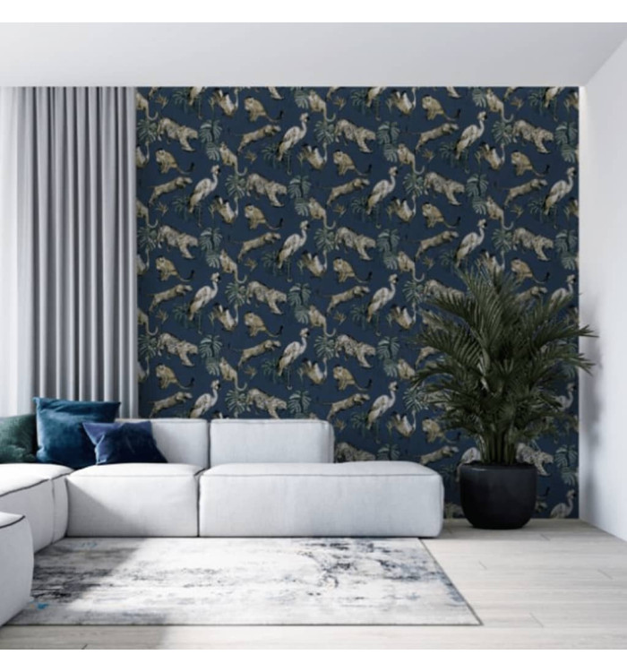 Noordwand Papier peint Zero Exotic Animals Bleu | Mobilier & Déco