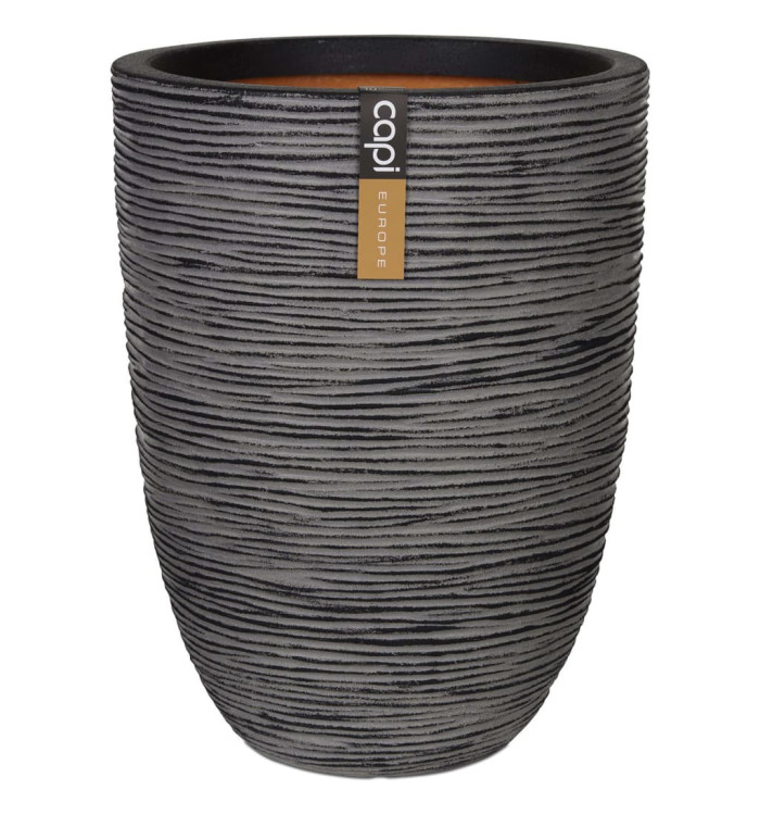 Capi Pot à fleurs Nature Rib 36 x 47 cm anthracite KOFZ782 | Mobilier & Déco