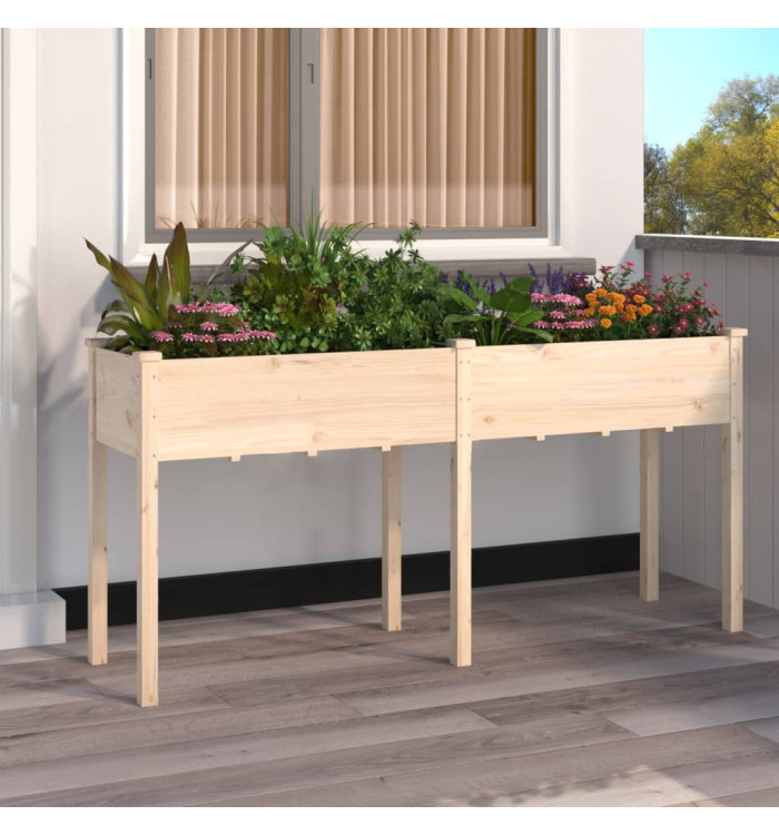 Jardinière avec doublure 161x45x76 cm bois massif de sapin | Mobilier & Déco