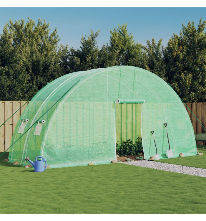 Serre avec cadre en acier vert 12 m² 6x2x2,85 m | Mobilier & Déco