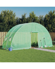 Serre avec cadre en acier vert 12 m² 6x2x2,85 m | Mobilier & Déco