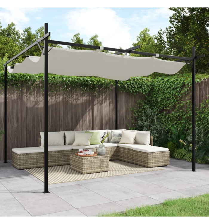 Pergola avec toit rétractable crème 295x292x230 cm | Mobilier & Déco