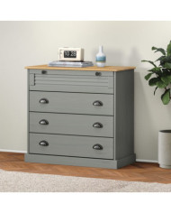 Commode VIGO gris 80x40x76 cm bois massif de pin | Mobilier & Déco