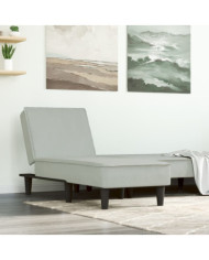 Chaise longue gris clair velours | Mobilier & Déco