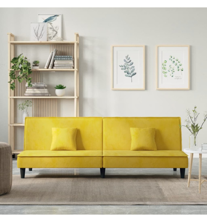 Canapé-lit jaune Velours | Mobilier & Déco