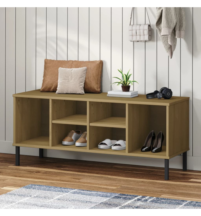 Étagère à chaussures pieds en métal Brun 106x35x45 cm Bois OSLO | Mobilier & Déco