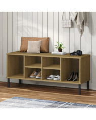 Étagère à chaussures pieds en métal Brun 106x35x45 cm Bois OSLO | Mobilier & Déco