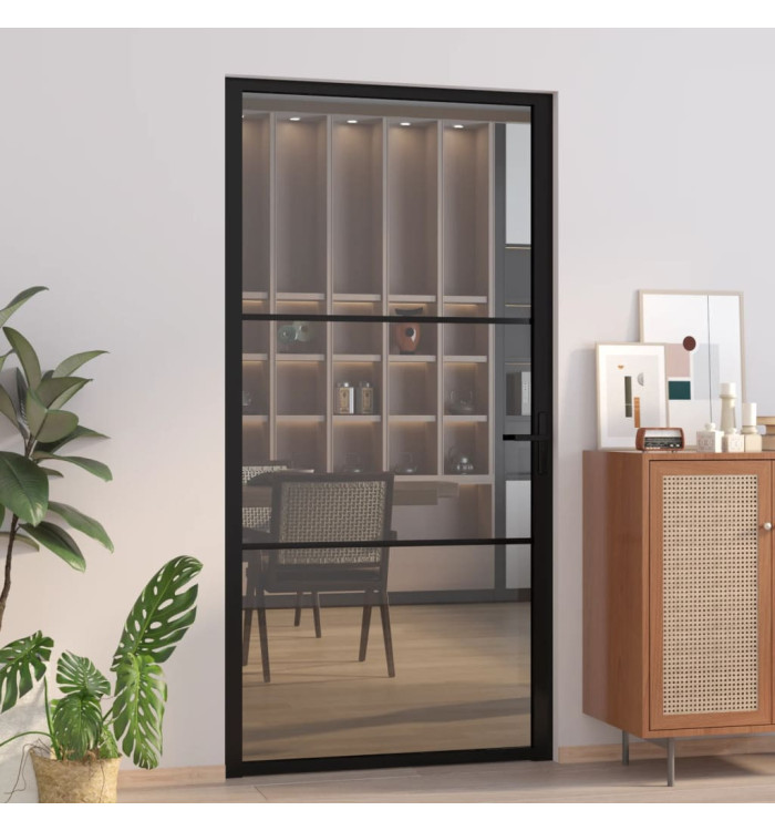 Porte intérieure 102,5x201,5 cm Noir Verre ESG et aluminium | Mobilier & Déco