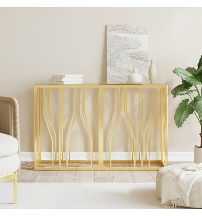 Table console 110x30x70 cm acier inoxydable et verre | Mobilier & Déco
