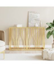 Table console 110x30x70 cm acier inoxydable et verre | Mobilier & Déco