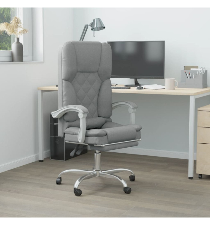 Fauteuil de massage inclinable de bureau Gris clair Tissu | Mobilier & Déco