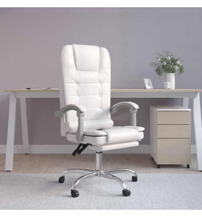 Fauteuil de massage inclinable de bureau Blanc Similicuir | Mobilier & Déco