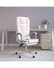 Fauteuil de massage inclinable de bureau Blanc Similicuir | Mobilier & Déco