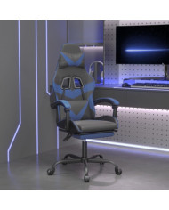 Chaise de jeu pivotante et repose-pied Noir et bleu Similicuir | Mobilier & Déco