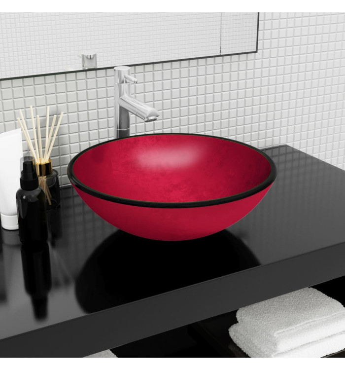 Lavabo Verre trempé 42x14 cm Rouge | Mobilier & Déco