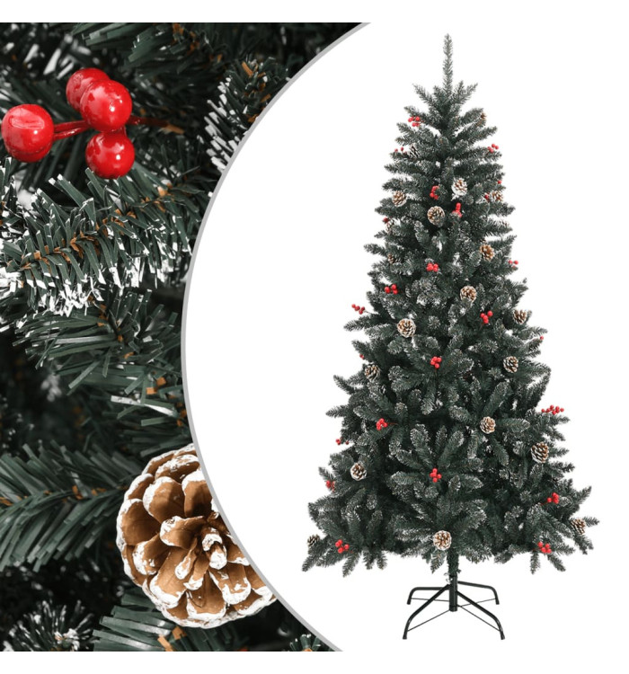 Sapin de Noël artificiel avec support Vert 210 cm PVC | Mobilier & Déco