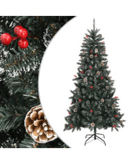 Sapin de Noël artificiel avec support Vert 210 cm PVC | Mobilier & Déco
