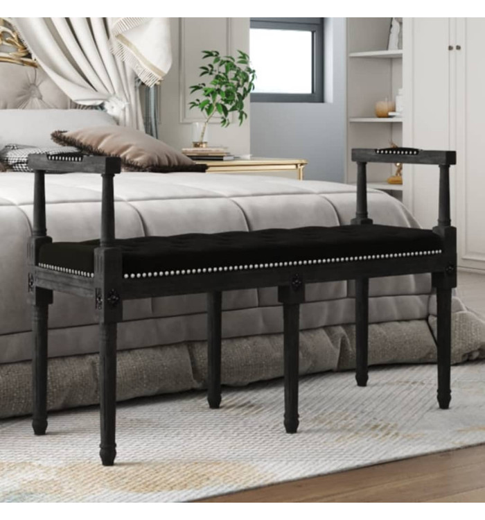 Banc Noir 110x40x70 cm Velours | Mobilier & Déco