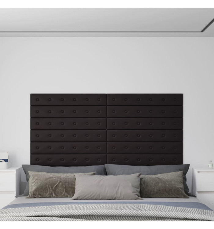 Panneaux muraux 12 pcs Noir 90x15 cm Similicuir 1,62 m² | Mobilier & Déco