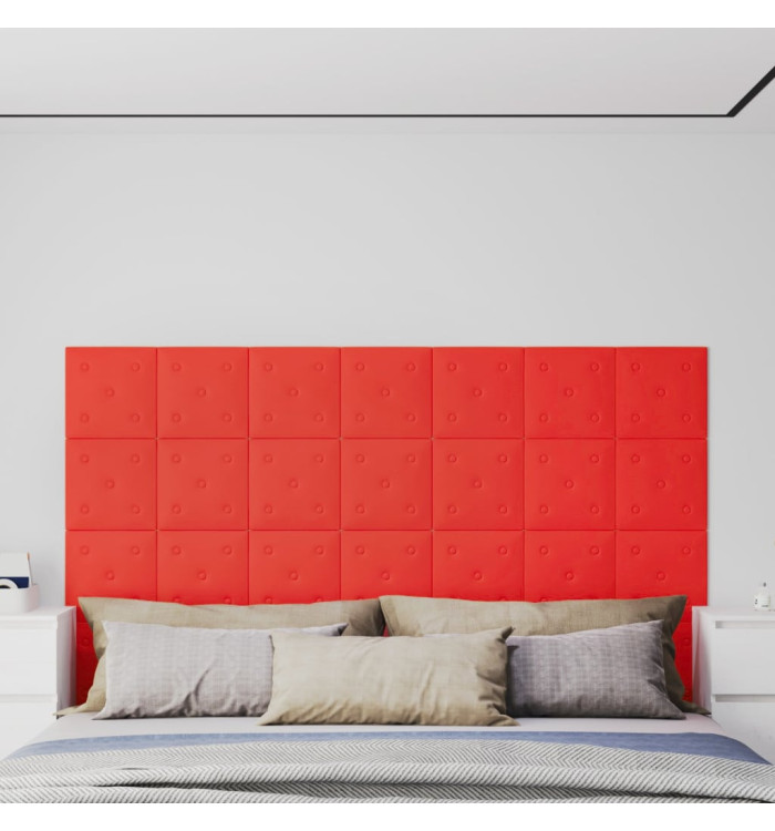 Panneaux muraux 12 pcs Rouge 30x30 cm Similicuir 1,08 m² | Mobilier & Déco
