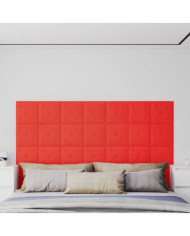 Panneaux muraux 12 pcs Rouge 30x30 cm Similicuir 1,08 m² | Mobilier & Déco