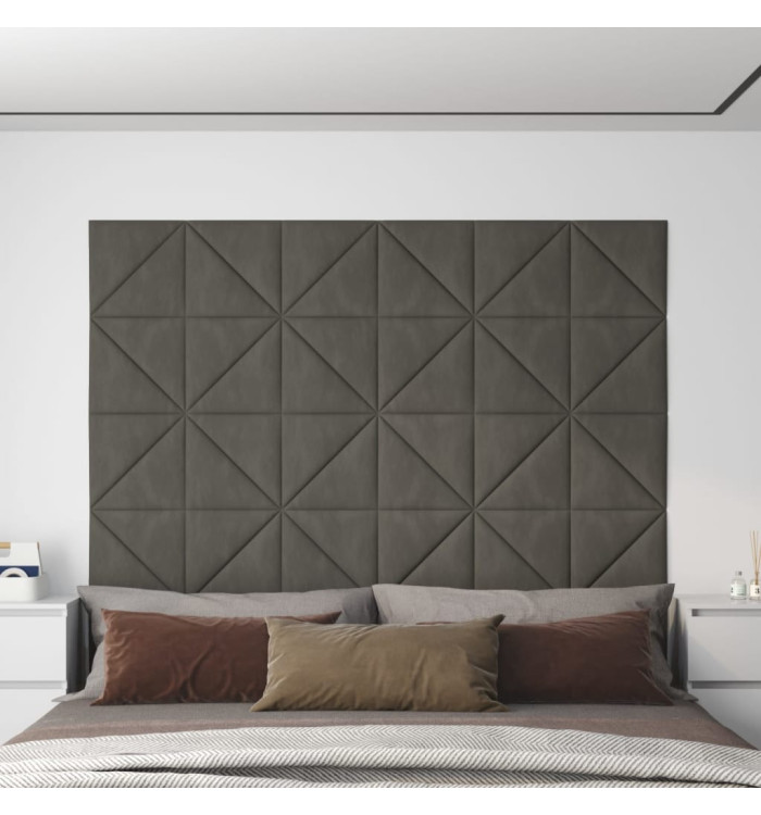 Panneaux muraux 12 pcs Gris foncé 30x30 cm Velours 0,54 m² | Mobilier & Déco