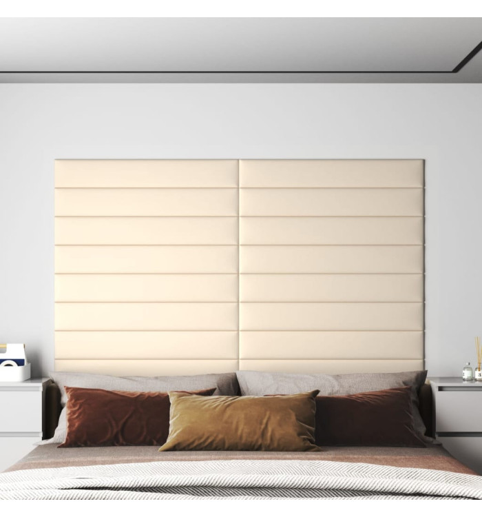Panneaux muraux 12 pcs Crème 90x15 cm Velours 1,62 m² | Mobilier & Déco