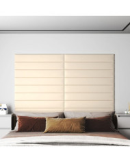 Panneaux muraux 12 pcs Crème 90x15 cm Velours 1,62 m² | Mobilier & Déco