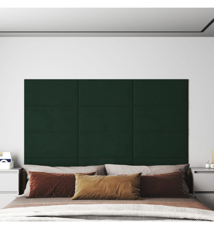 Panneaux muraux 12 pcs Vert foncé 60x30 cm Velours 2,16 m² | Mobilier & Déco