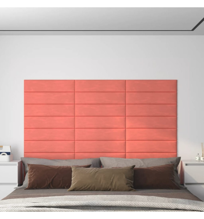 Panneaux muraux 12 pcs Rose 60x15 cm Velours 1,08 m² | Mobilier & Déco