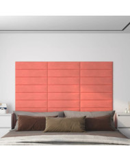 Panneaux muraux 12 pcs Rose 60x15 cm Velours 1,08 m² | Mobilier & Déco