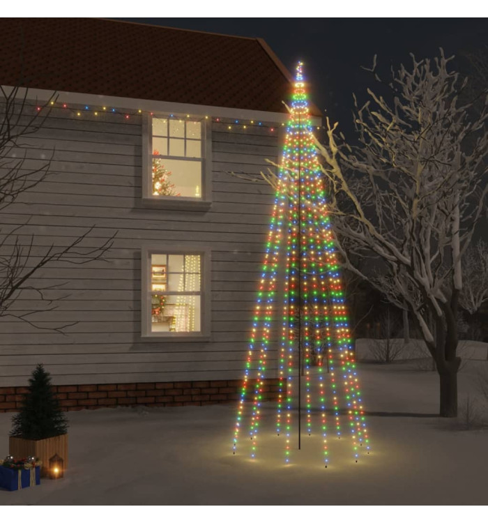 Sapin de Noël avec piquet 732 LED Colorées 500 cm | Mobilier & Déco