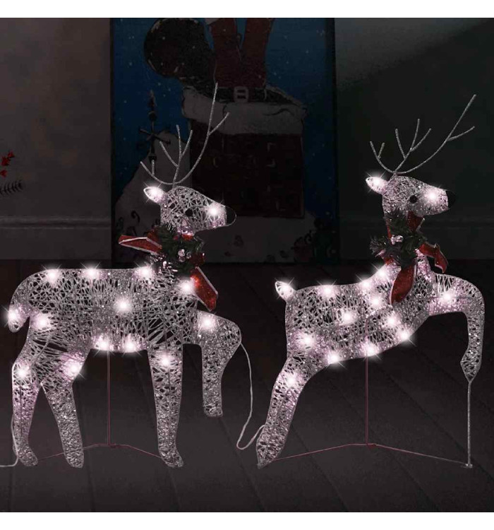 Rennes de Noël 2 pcs Doré 40 LED | Mobilier & Déco
