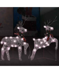 Rennes de Noël 2 pcs Doré 40 LED | Mobilier & Déco