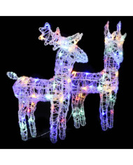 Rennes de Noël 2 pcs 80 LED Multicolore Acrylique | Mobilier & Déco